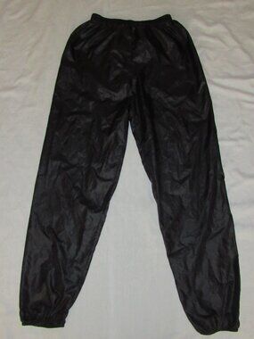 Vtg 90s Body Wrappers Black Swooshy Nylon Windbreaker Track Pants Jogger Adult S